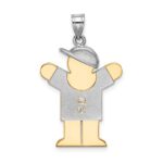 14k Two-tone The Kids Medium Boy with Hat on Right AA Diamond Love Pendant