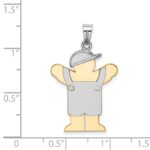 14k Two-tone The Kids Medium Boy in Overalls with Hat on Left AA Diamond Love Pendant - Image 3