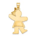 14k The Kids Puffed Girl with Bow on Right Engravable Kiss Charm - Image 4