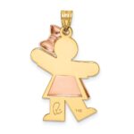 14k Two-tone The Kids Medium Puffed Girl with Bow on Right Engravable Kiss Charm - Image 4