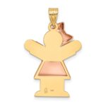 14k Two-tone The Kids Medium Puffed Girl with Bow on Left Engravable Love Charm - Image 4