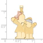 14k Tri-color The Kids Big Girl and Little Boy Engravable Love Charm - Image 3