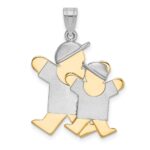 14k Two-tone The Kids Big Boy and Little Boy Engravable Joy Charm