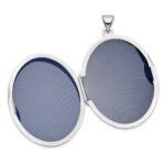 14k White Gold Floral Border 32mm Oval Locket - Image 4