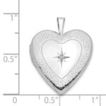 14K White Gold Diamond Star with Side Swirl Edge 20mm Heart Locket - Image 5