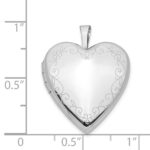14K White Gold Floral Vine Border 20mm Heart Locket - Image 5