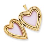 14k Pink and Green Enameled Floral MOM Script 20mm Heart Locket - Image 2