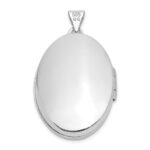 14k White Gold Fancy Half Swirl Design 26mm Oval Locket - Image 4