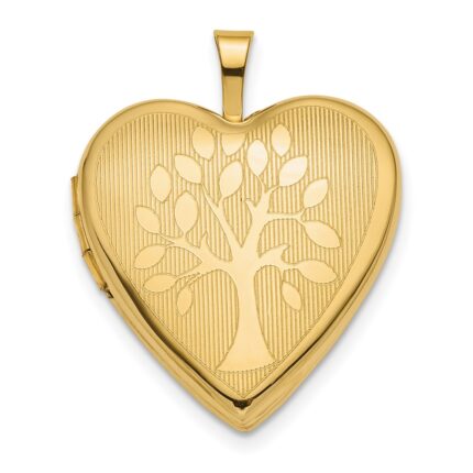 14K Polished Tree 20mm Heart Locket