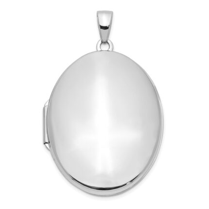 14k White Gold Polished Domed Plain 34mm Oval Locket