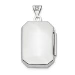 14k White Gold Polished and Brushed Diamond-cut 20x15mm Rectangular Locket - Image 4