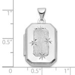 14k White Gold Polished and Brushed Diamond-cut 20x15mm Rectangular Locket - Image 3