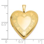 14K Textured and Polished Heart Border 20mm Heart Locket - Image 5