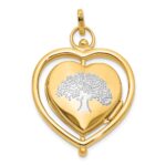 14K and White Rhodium Floral SPECIAL MUM and Tree in Spinning Frame Reversible 15mm Heart Locket - Image 3