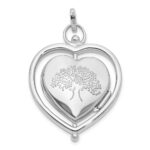 14K White Gold Floral SPECIAL MUM and Tree in Spinning Frame Reversible 15mm Heart Locket - Image 4