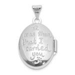 14k White Gold Footprints Reversible 19x15mm Oval Locket - Image 2