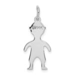 14k White Gold .018 Depth Engravable Boy Charm - Image 4