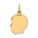 14k Plain Small .011 Gauge Facing Right Engravable Boy Head Charm - Image 4