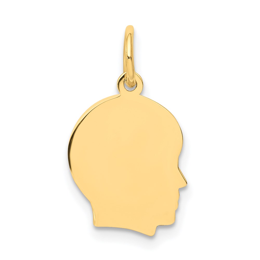 XM104-5.jpg 14k Plain Small .018 Gauge Facing Right Engravable Boy Head Charm - Image 1