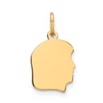 14k Plain Small .035 Gauge Facing Right Engravable Girl Head Charm