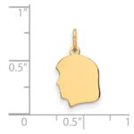 14k Plain Small .027 Gauge Facing Left Engravable Girl Head Charm - Image 2