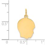 14k Plain Medium .009 Gauge Facing Right Engravable Boy Head Charm - Image 2