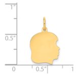 14k Plain Medium .018 Gauge Facing Right Engravable Girl Head Charm - Image 2