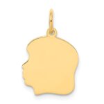 14k Plain Medium .009 Gauge Facing Left Engravable Girl Head Charm