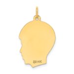 14k Plain Medium .011 Gauge Facing Right Engravable Boy Head Charm - Image 3