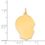 14k Plain Medium .013 Gauge Facing Right Engravable Boy Head Charm - Image 2
