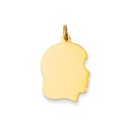 14k Plain Medium .035 Gauge Facing Right Engravable Girl Head Charm