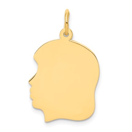 14k Plain Medium .011 Gauge Facing Left Engravable Girl Head Charm