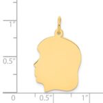 14k Plain Medium .011 Gauge Facing Left Engravable Girl Head Charm - Image 2