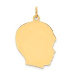 14k Plain Large .009 Gauge Facing Right Engravable Boy Head Charm