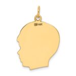 14k Plain Large .013 Gauge Facing Right Engravable Boy Head Charm - Image 3