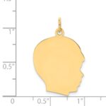 14k Plain Large .013 Gauge Facing Right Engravable Boy Head Charm - Image 2