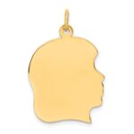 14k Plain Large .011 Gauge Facing Right Engravable Girl Head Charm
