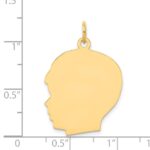 14k Plain Large .011 Gauge Facing Left Engravable Boy Head Charm - Image 2