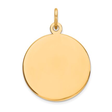 14k Plain .011 Gauge Round Engravable 18mm Disc Charm