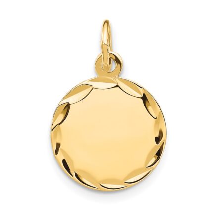 14k Etched Edge .011 Gauge Engravable Round 13mm Disc Charm