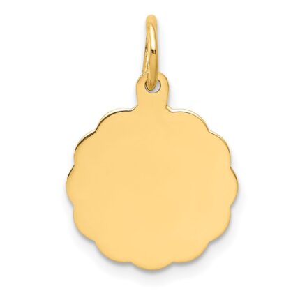 14k .018 Gauge Engravable Round Scalloped 16x13mm Disc Charm