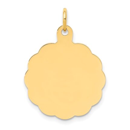 14k .027 Gauge Engravable Round Scalloped 22x19mm Disc Charm