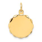 14k Etched Edge .018 Gauge Engravable Round Scalloped 18x15mm Disc Charm