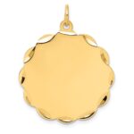14k Etched Edge .035 Gauge Engravable Round Scalloped 28x26mm Disc Charm