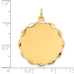 14k Etched Edge .018 Gauge Engravable Round Scalloped 28x26mm Disc Charm - Image 2