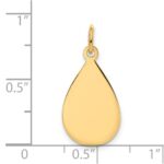 14k Plain .013 Gauge Engravable Raindrop 20x11mm Disc Charm - Image 2