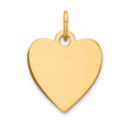 14k Plain .009 Gauge Engravable Heart 15x14mm Disc Charm