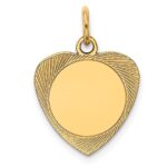 14k Etched Design .018 Gauge Engravable Heart 18x15mm Disc Charm