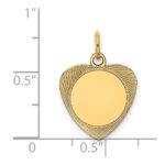14k Etched Design .027 Gauge Engravable Heart 18x15mm Disc Charm - Image 2