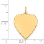 14k Etched Edge .018 Gauge Engravable Heart 21x17mm Disc Charm - Image 2